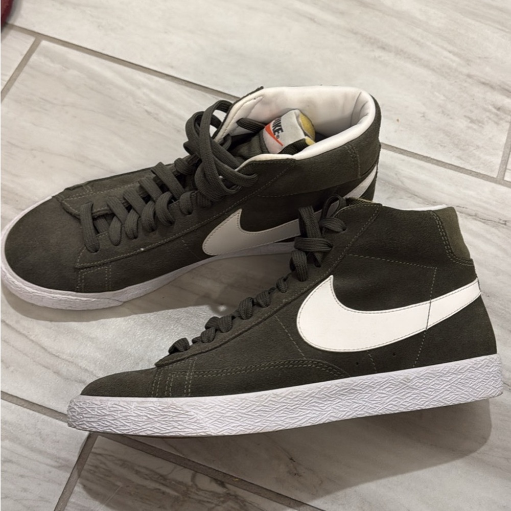 Nike Olive and White Blazer High-Top Sneakers